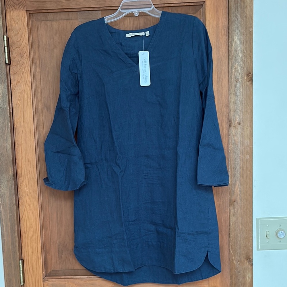 Blue Linen Tunic Dress